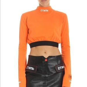 HERON PRESTON Orange Long Sleeve Crop Top